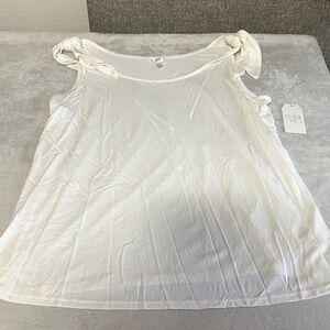 Time and Tru Women's Cream Tank Top with Bow Details